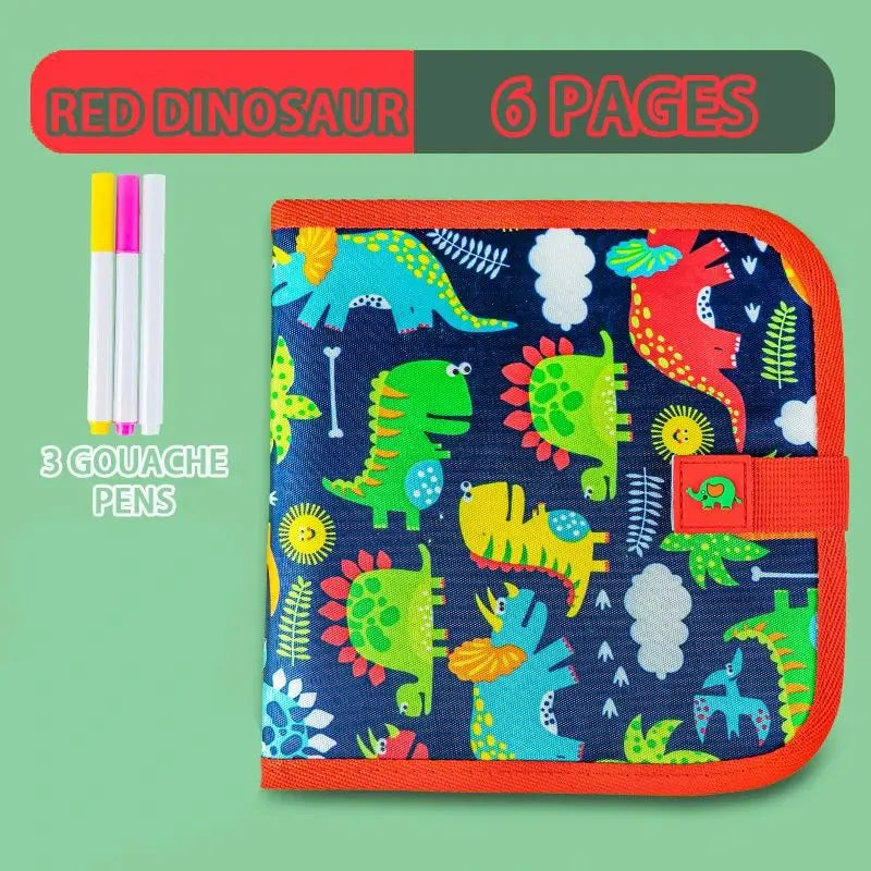 Kids Reusable Doodle Book Erasable Drawing Pad 12 Pens Toddler Travel Painting