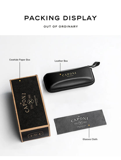 CAPONI Night Driving Glasses Photochromic UV400 Carbon Fiber Yellow HD BSYS8780