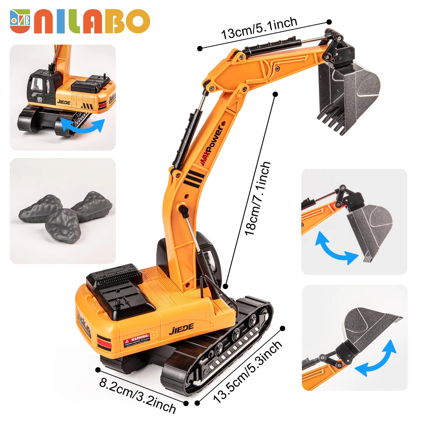 STEM Construction Vehicle Set Alloy Excavator Crane Container Truck Ages 3-8