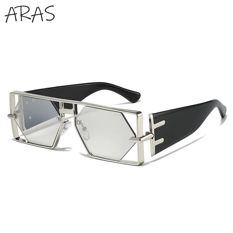 Steampunk Rectangle Sunglasses 2025 Luxury Metal Frame UV400 Vintage Punk Eyewear