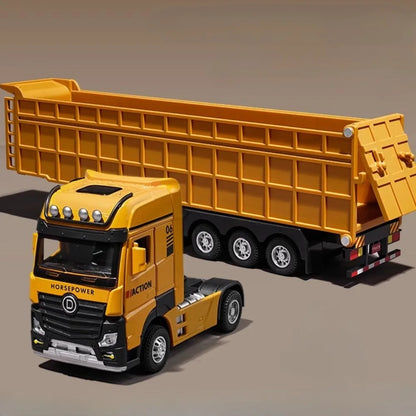 1/50 Scale Dump Truck Toy Diecast Metal Model Sound Light Pull Back Kids Gift
