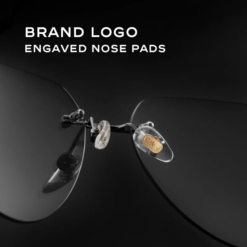 CAPONI Rimless Polarized Sunglasses Photochromic UV400 Titanium Driving Eyewear