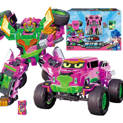 Metal Cardbot Blue Cop Transformer Robot Car Action Figure Toy Kids Gift