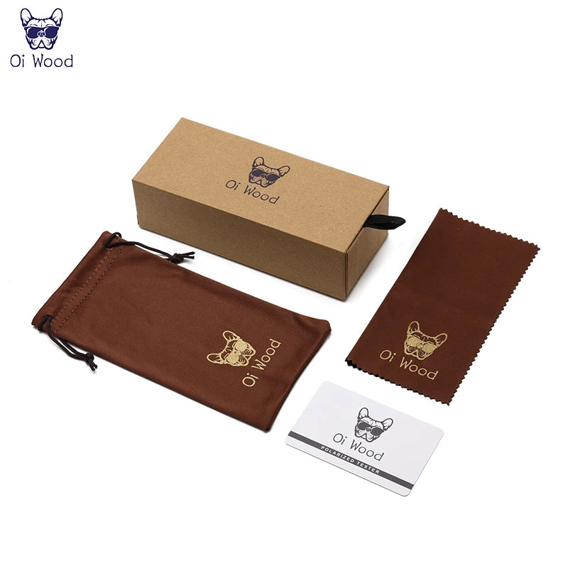 Oi Wood Polarized Sunglasses Wooden Frame UV400 Unisex With Original Box