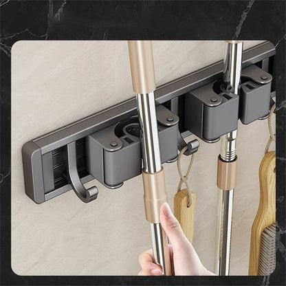 Wall Mounted Mop and Broom Holder – Kitchen & Bathroom Storage Rack
