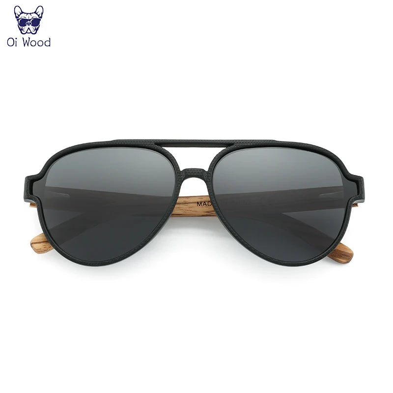Oi Wood Polarized Sunglasses Wooden Frame UV400 Unisex With Original Box