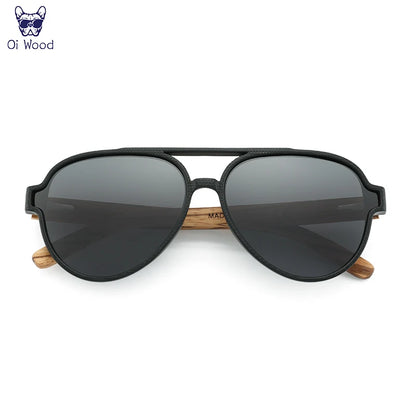 Oi Wood Polarized Sunglasses Wooden Frame UV400 Unisex With Original Box