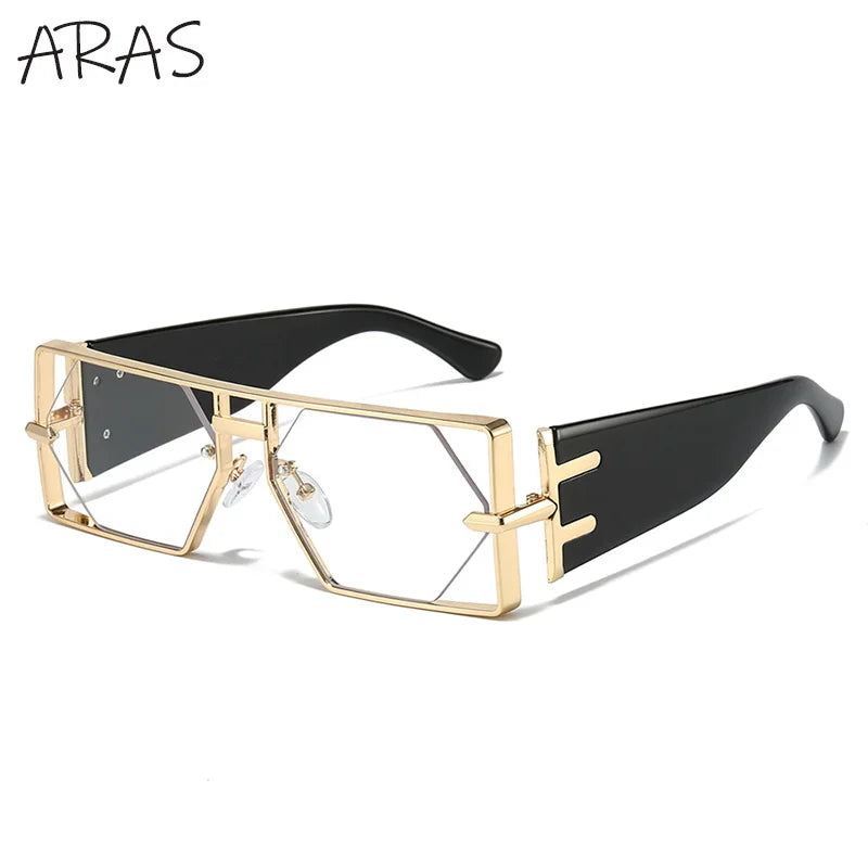 Steampunk Rectangle Sunglasses 2025 Luxury Metal Frame UV400 Vintage Punk Eyewear
