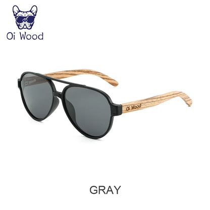 Oi Wood Polarized Sunglasses Wooden Frame UV400 Unisex With Original Box