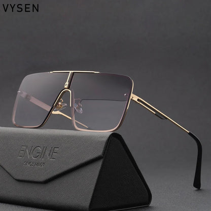 Luxury Men’s Metal Frame Sunglasses – Oversized Retro Square Eyewear