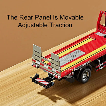 Diecast Cement Pump Truck 1:24 Electric Model Sound Light Flatbed Trailer Toy