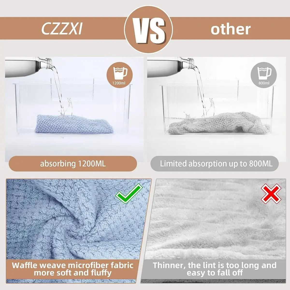 Tower Textured dry hair cap 9.8 "X 25.5" absorbent hair towel wrap for button-down women