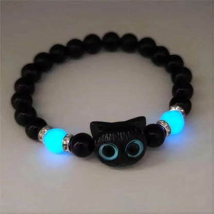 Fashion Luminous Beads Couple Bracelets For Women Men Charm Cat Matching Friend Bracelet Glow In The Dark Jewelry
