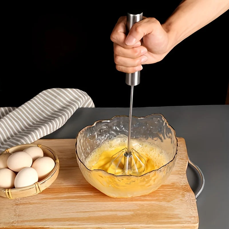 🥚  MixEase™ Stainless Steel Egg Beater – Semi-Automatic Kitchen Mixer