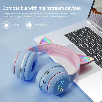 "RGB Cat Ear Bluetooth Headphones for Kids"