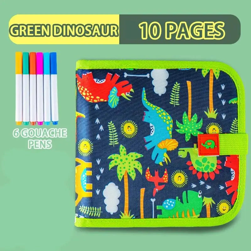 Kids Reusable Doodle Book Erasable Drawing Pad 12 Pens Toddler Travel Painting