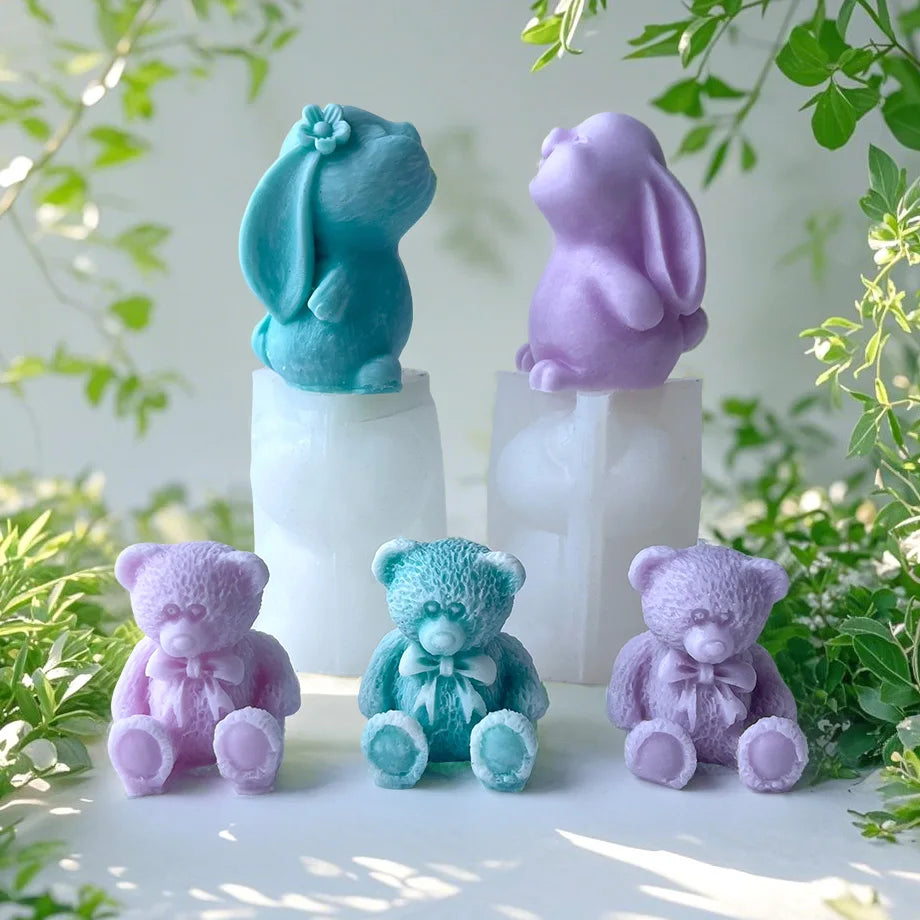 💖TinyPals™ Cute Animal Silicone Mold – Bear, Kitten & Rabbit DIY Crafts