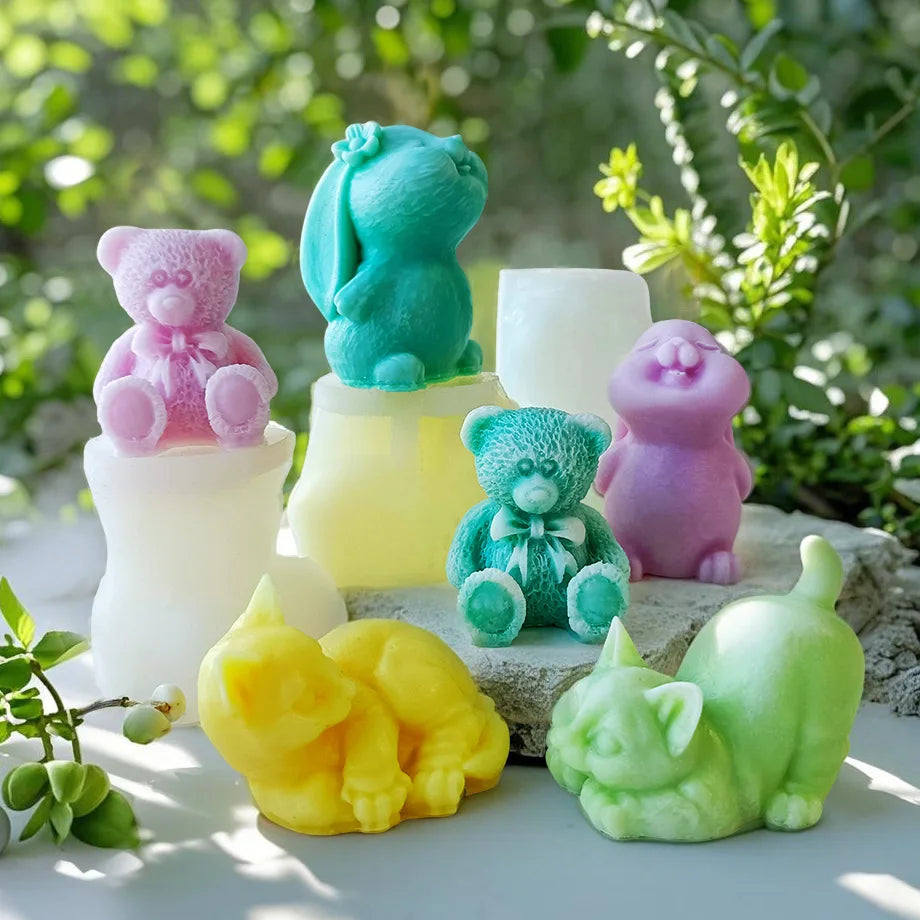 💖TinyPals™ Cute Animal Silicone Mold – Bear, Kitten & Rabbit DIY Crafts