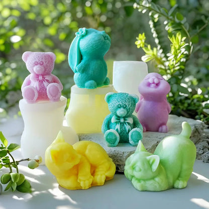 💖TinyPals™ Cute Animal Silicone Mold – Bear, Kitten & Rabbit DIY Crafts