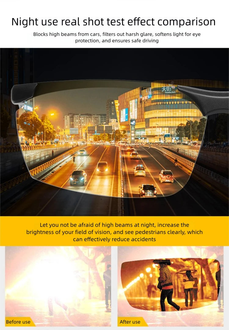 CAPONI Night Driving Glasses Photochromic UV400 Carbon Fiber Yellow HD BSYS8780