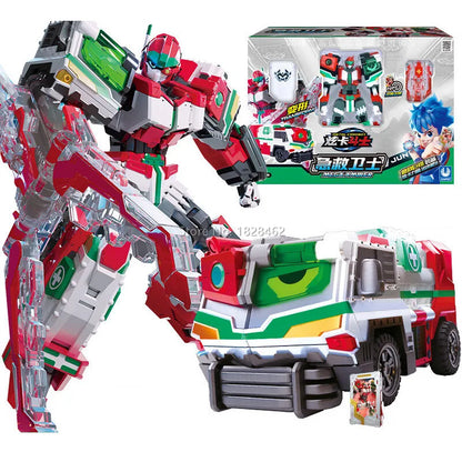 Metal Cardbot Blue Cop Transformer Robot Car Action Figure Toy Kids Gift