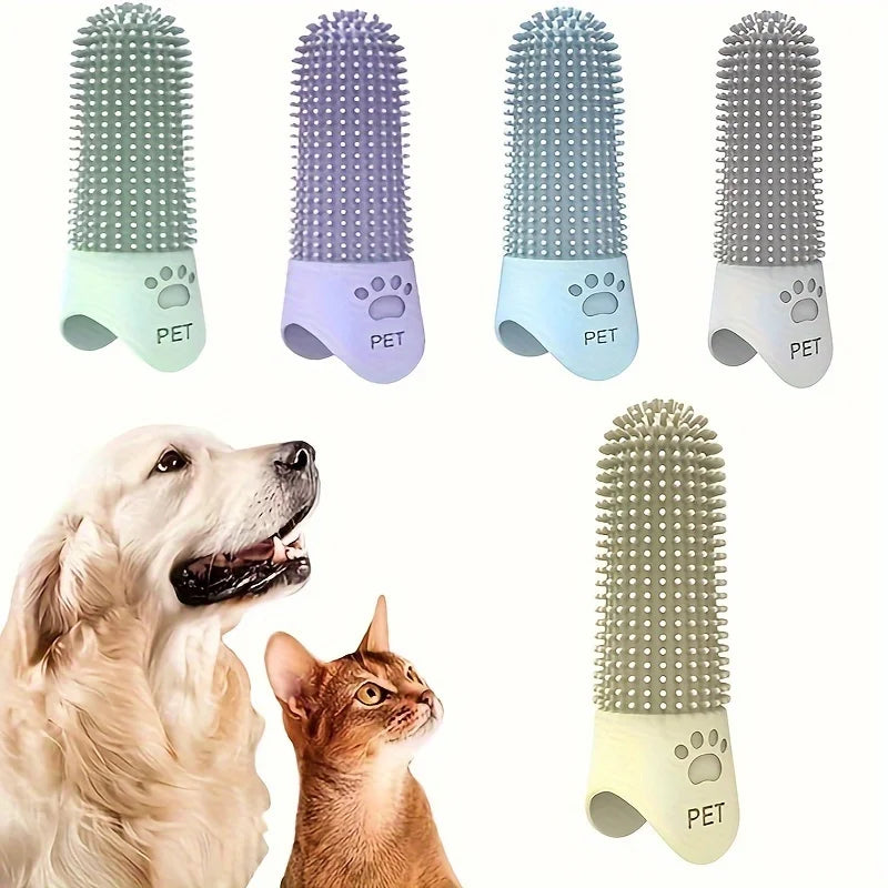 🦷 1. Pet360™ Soft Silicone Finger Toothbrush – 360° Dental Cleaning for Dogs & Cats