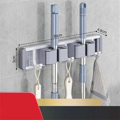 Wall Mounted Mop and Broom Holder – Kitchen & Bathroom Storage Rack