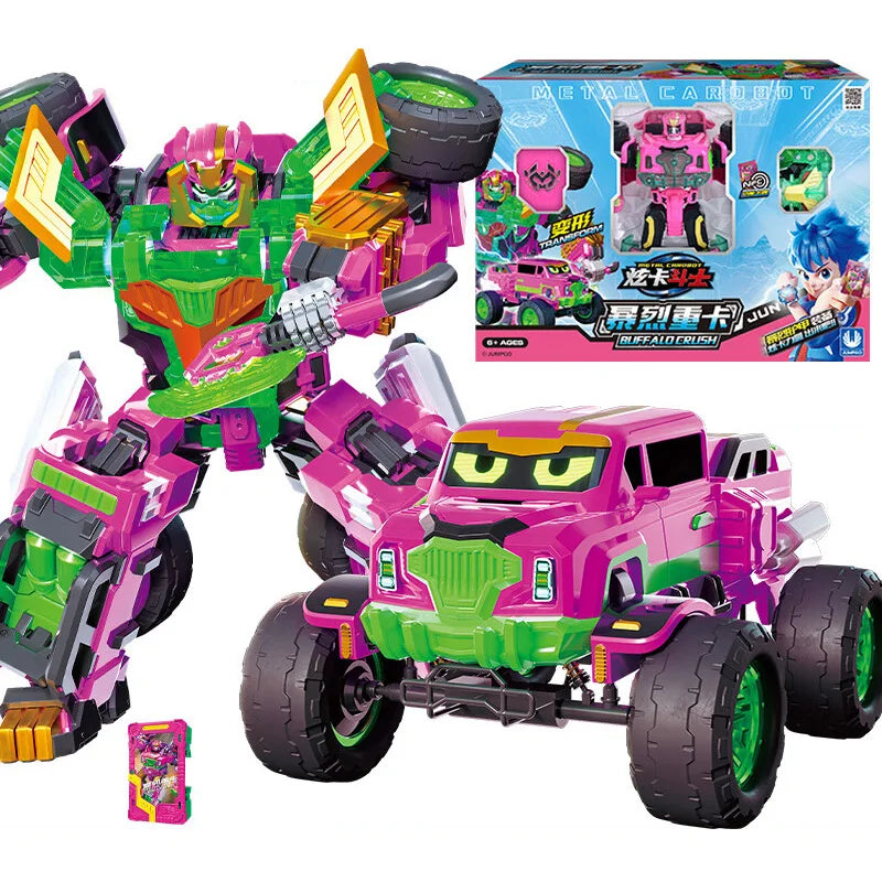 Metal Cardbot Blue Cop Transformer Robot Car Action Figure Toy Kids Gift