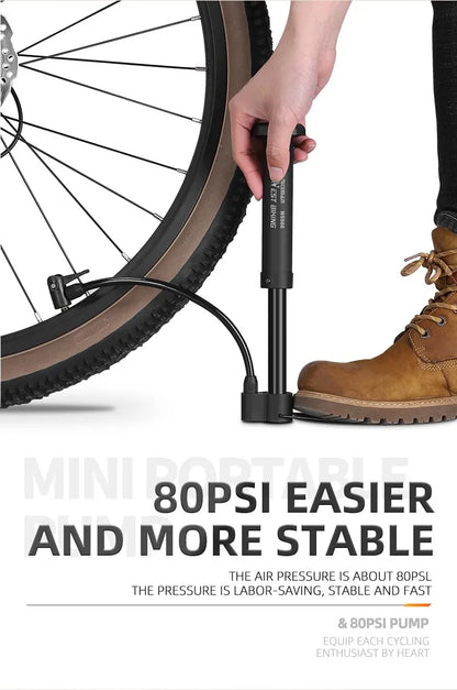 WEST BIKING Bicycle Air Pump – Portable 80 PSI Inflator for MTB Tires & Balloons