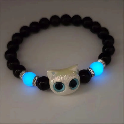 Fashion Luminous Beads Couple Bracelets For Women Men Charm Cat Matching Friend Bracelet Glow In The Dark Jewelry