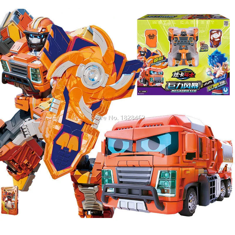 Metal Cardbot Blue Cop Transformer Robot Car Action Figure Toy Kids Gift