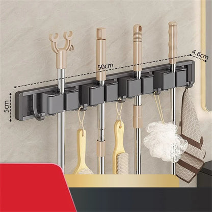 Wall Mounted Mop and Broom Holder – Kitchen & Bathroom Storage Rack