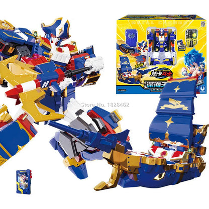 Metal Cardbot Blue Cop Transformer Robot Car Action Figure Toy Kids Gift