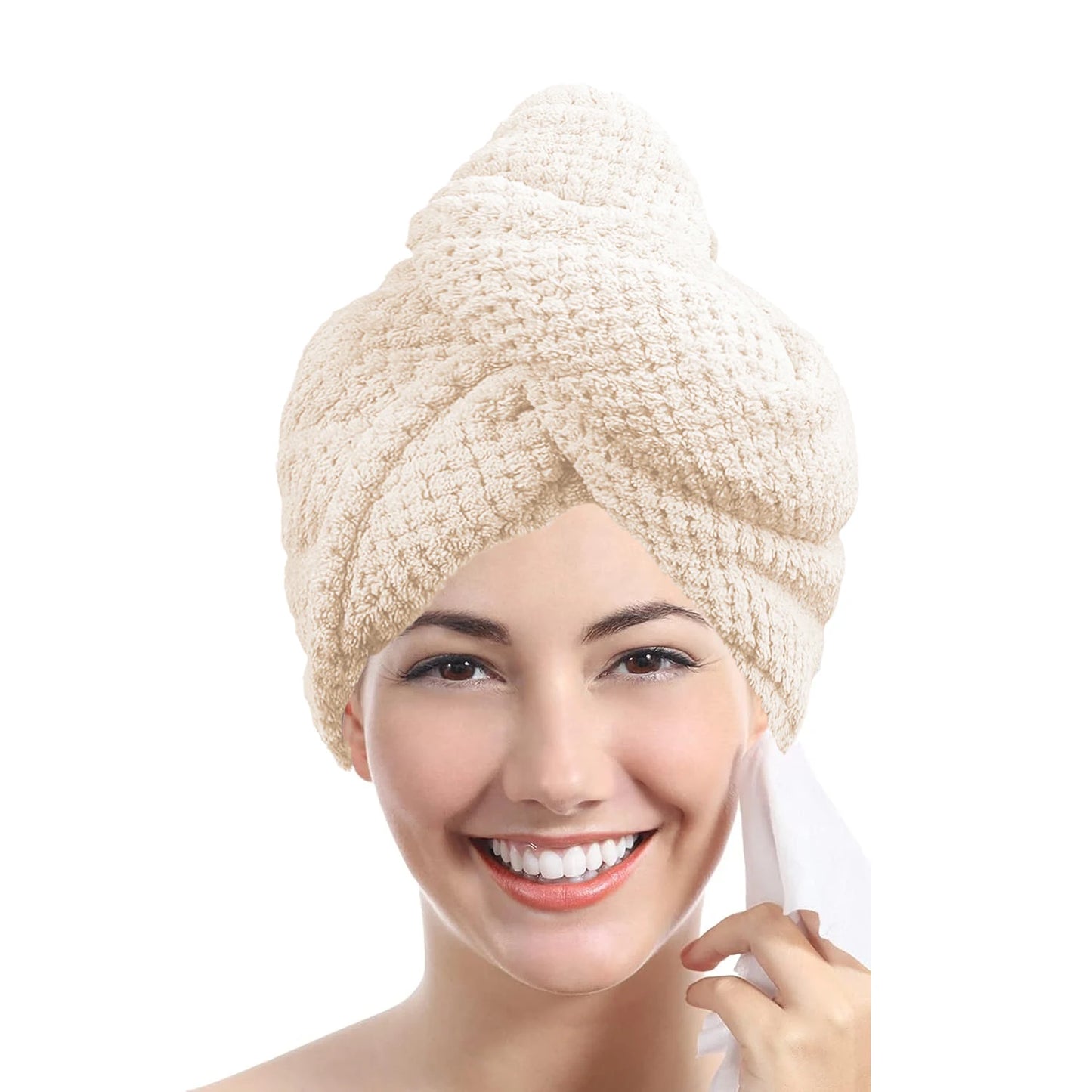 Tower Textured dry hair cap 9.8 "X 25.5" absorbent hair towel wrap for button-down women