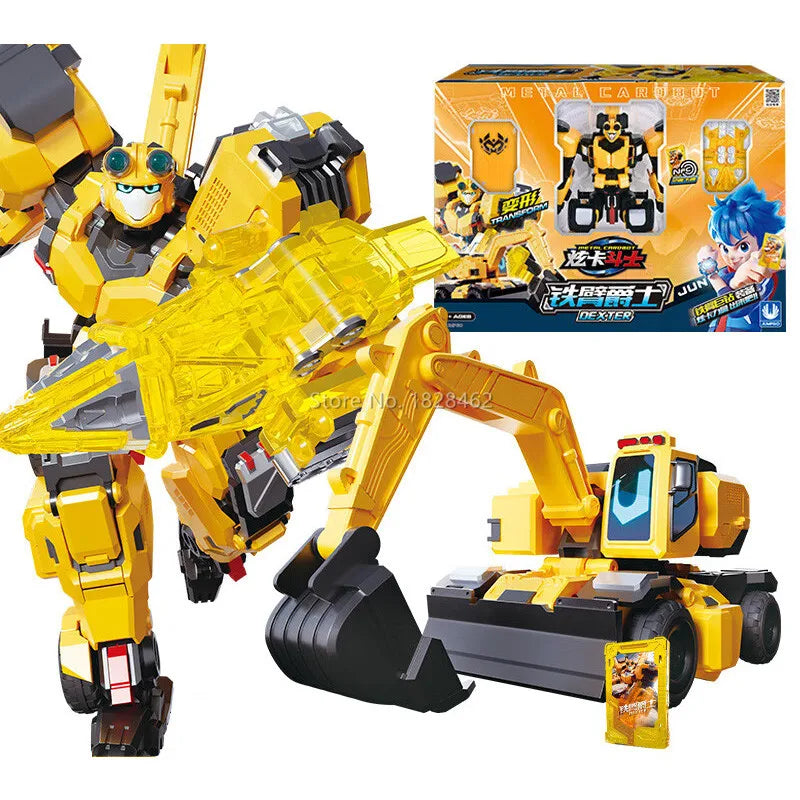 Metal Cardbot Blue Cop Transformer Robot Car Action Figure Toy Kids Gift