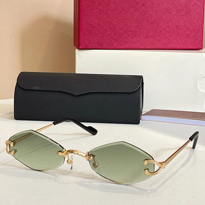 2025 Luxury Gold Rimless Sunglasses Women INS Style Alloy Fashion Eyewear