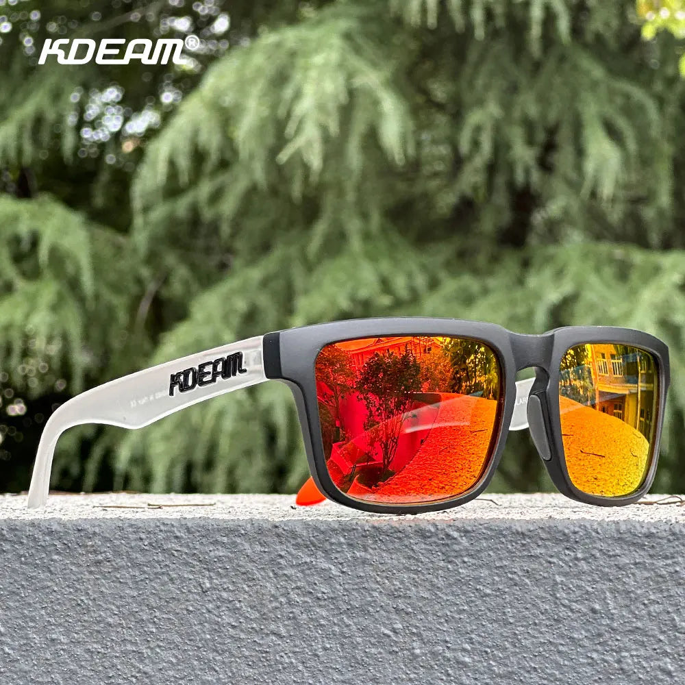 KDEAM KD332 Polarized Mirrored Sunglasses Unisex Square Pink Flash Lens