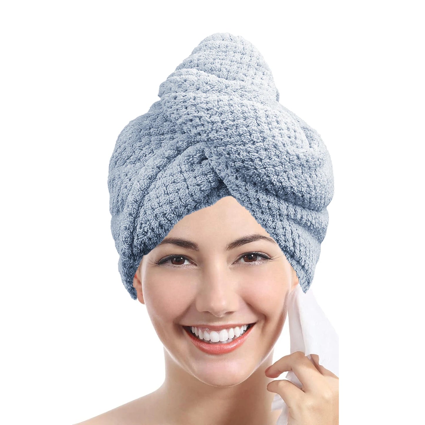 Tower Textured dry hair cap 9.8 "X 25.5" absorbent hair towel wrap for button-down women
