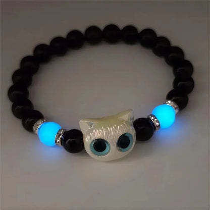 Fashion Luminous Beads Couple Bracelets For Women Men Charm Cat Matching Friend Bracelet Glow In The Dark Jewelry
